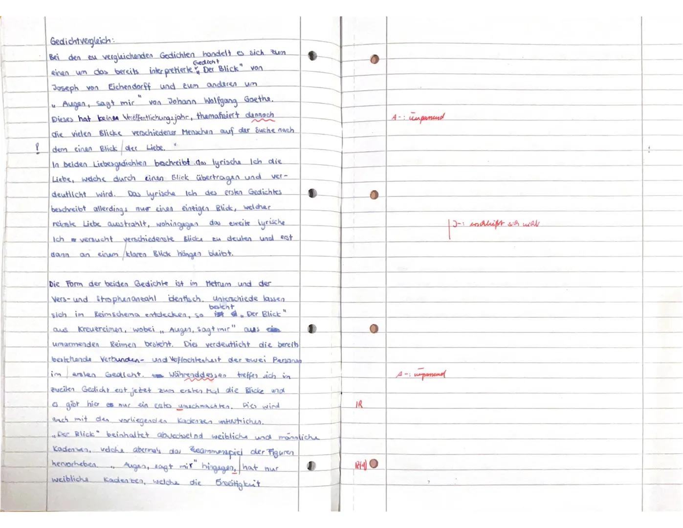 DEU Q1
KLAUSUR NR. 1
Aufgaben:
1. Interpretieren Sie das Gedicht „Der Blick" von Joseph von Eichendorff.
2. Vergleichen Sie Eichendorffs Ged