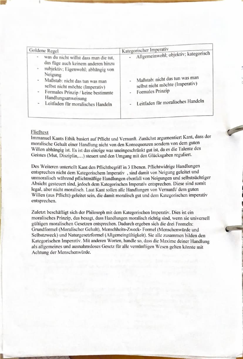 Guter Wille
Ethik Lernzettel (Q2.1)
das einzige was uneingeschränkt für gut geheißen werden kann
steuert Talente des Geistes (Disziplin, Mut