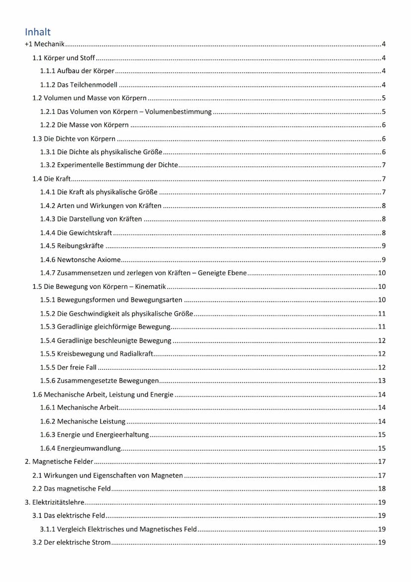Physik BLF Inhalt
+1 Mechanik.
1.1 Körper und Stoff.
1.1.1 Aufbau der Körper.
1.1.2 Das Teilchenmodell.
1.2 Volumen und Masse von Körpern.
1