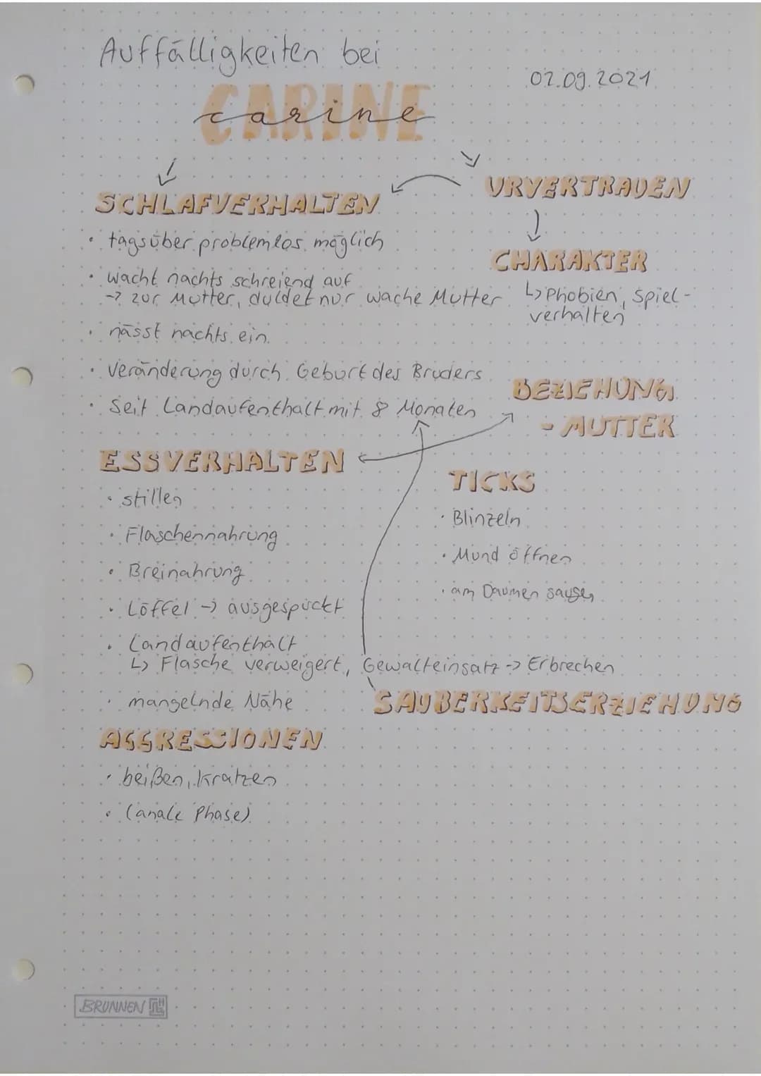 Auffälligkeiten bei
carine
✓
VRVERTRAUEN
SCHLAFVERHALTEN
• tagsüber problemlos möglich
2
CHARAKTER
wacht nachts schreiend auf
-> zur Mutter,