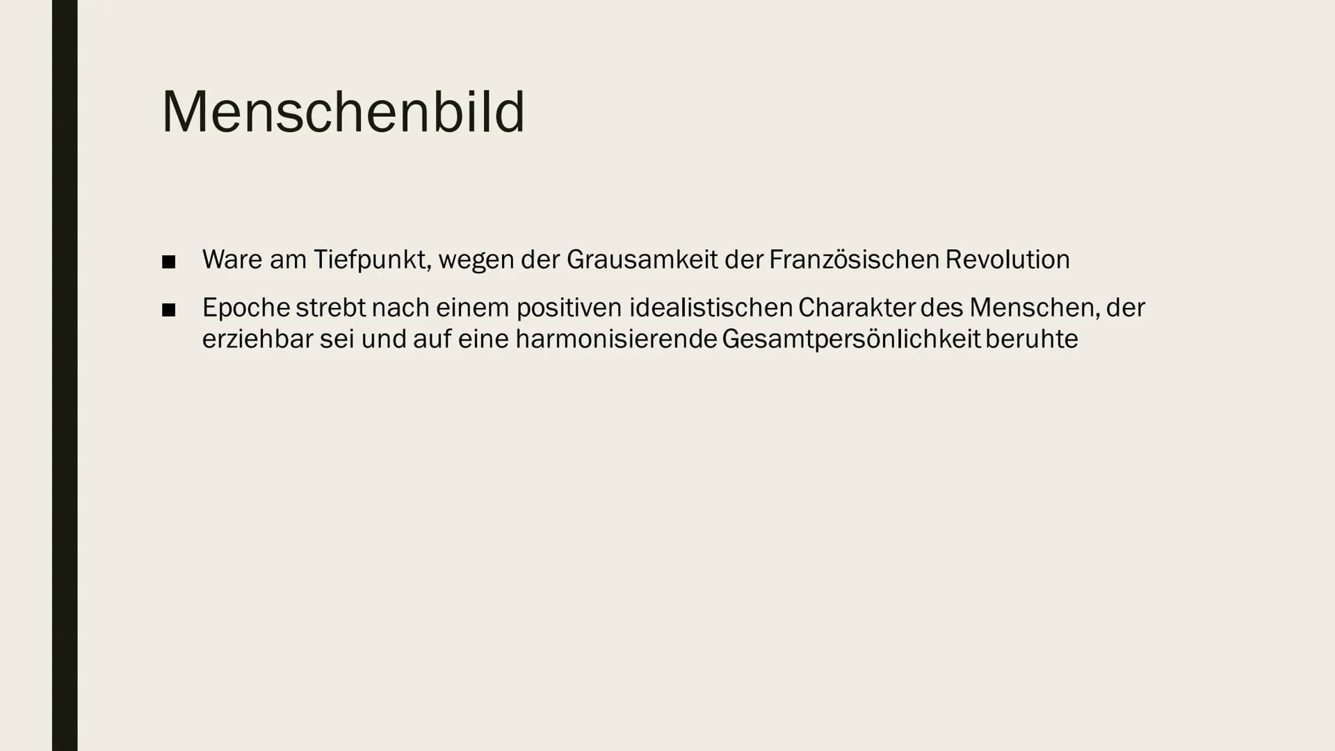 ୮
KLASSIK
(WEIMARER KLASSIK)
1786-(1805)1832 Inhalt
Merkmale
Historischer Kontext
■ Gesellschaft/Weltbild
Menschenbild
■ Drama und Schauspie