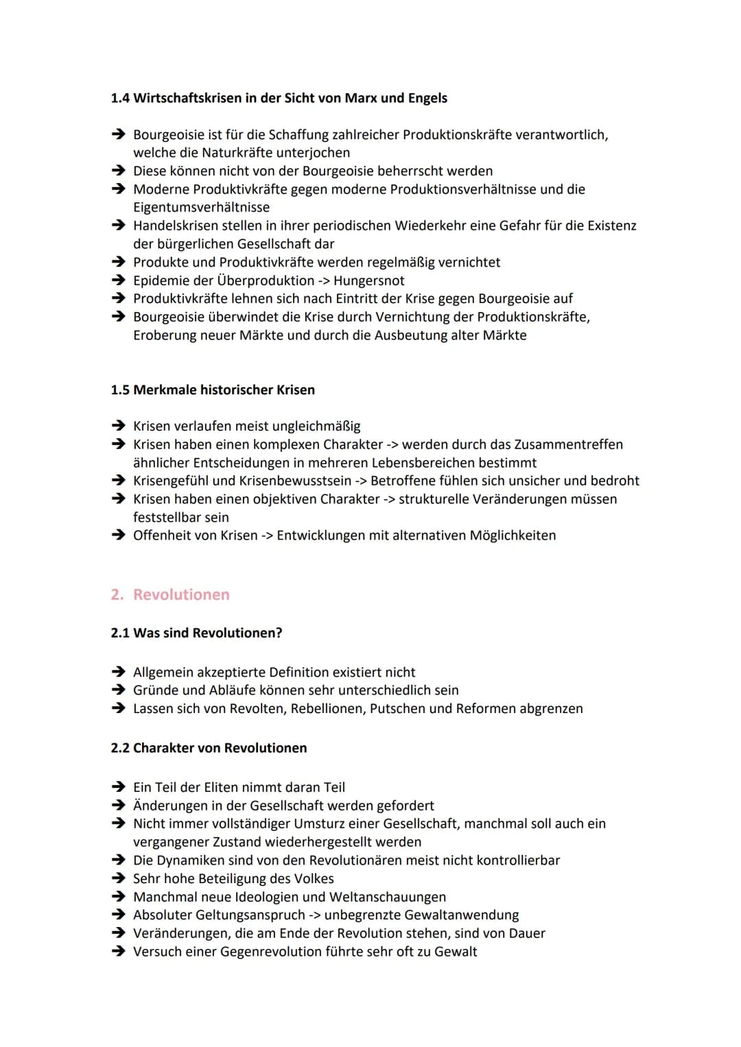 Krisen, Umbrüche und Revolutionen
1. Krisen
→ Wird heute als Entwicklung verstanden, in der Störungen, Widersprüche oder
Konflikte auftreten