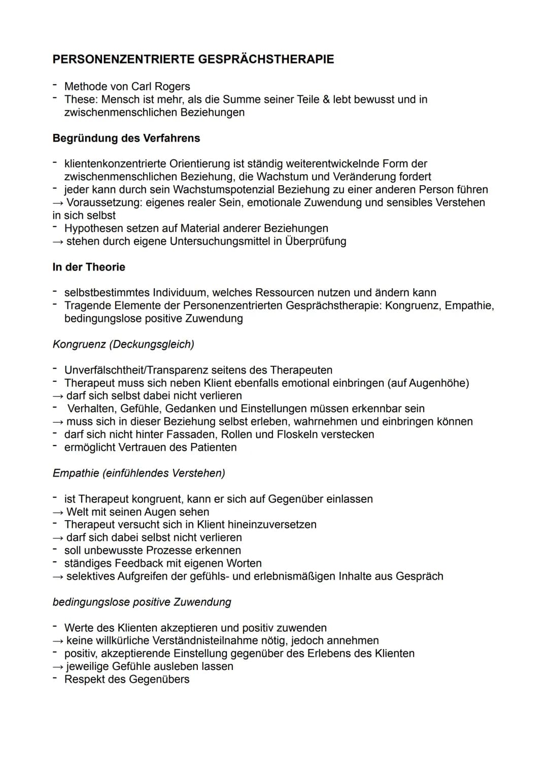 Psychologie Q2 Klausur - Übersicht
THEMEN
- Humanistische Psychologie (Definition, Menschenbild, Bedeutung und Methoden)
Personenzentrierte 