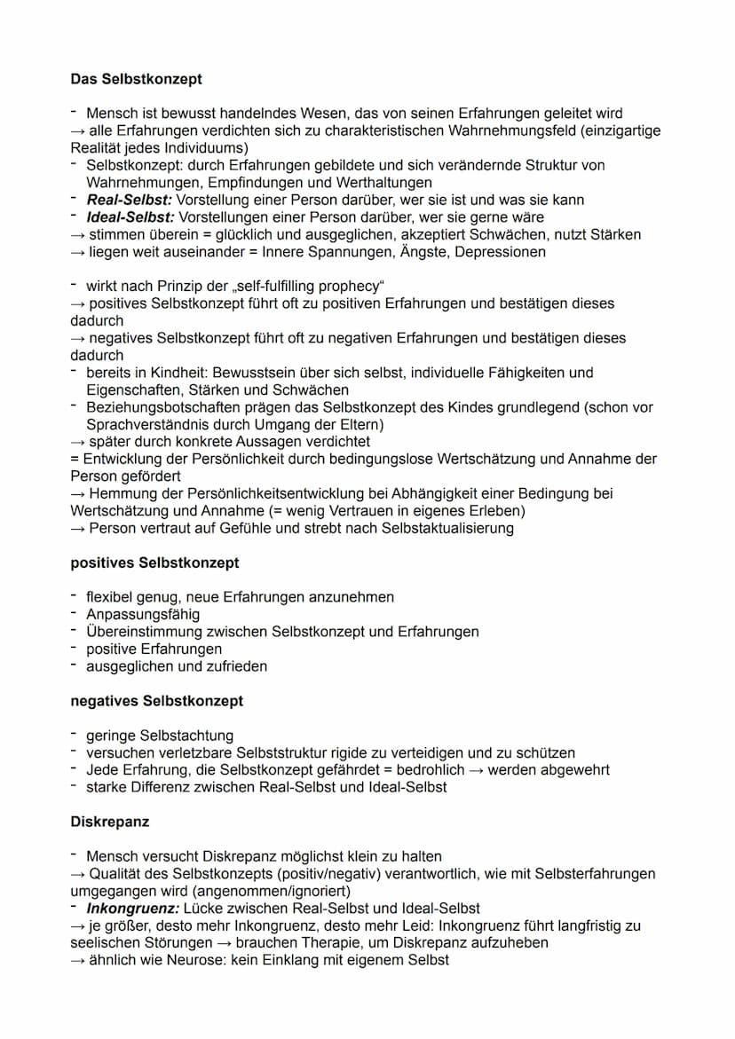 Psychologie Q2 Klausur - Übersicht
THEMEN
- Humanistische Psychologie (Definition, Menschenbild, Bedeutung und Methoden)
Personenzentrierte 