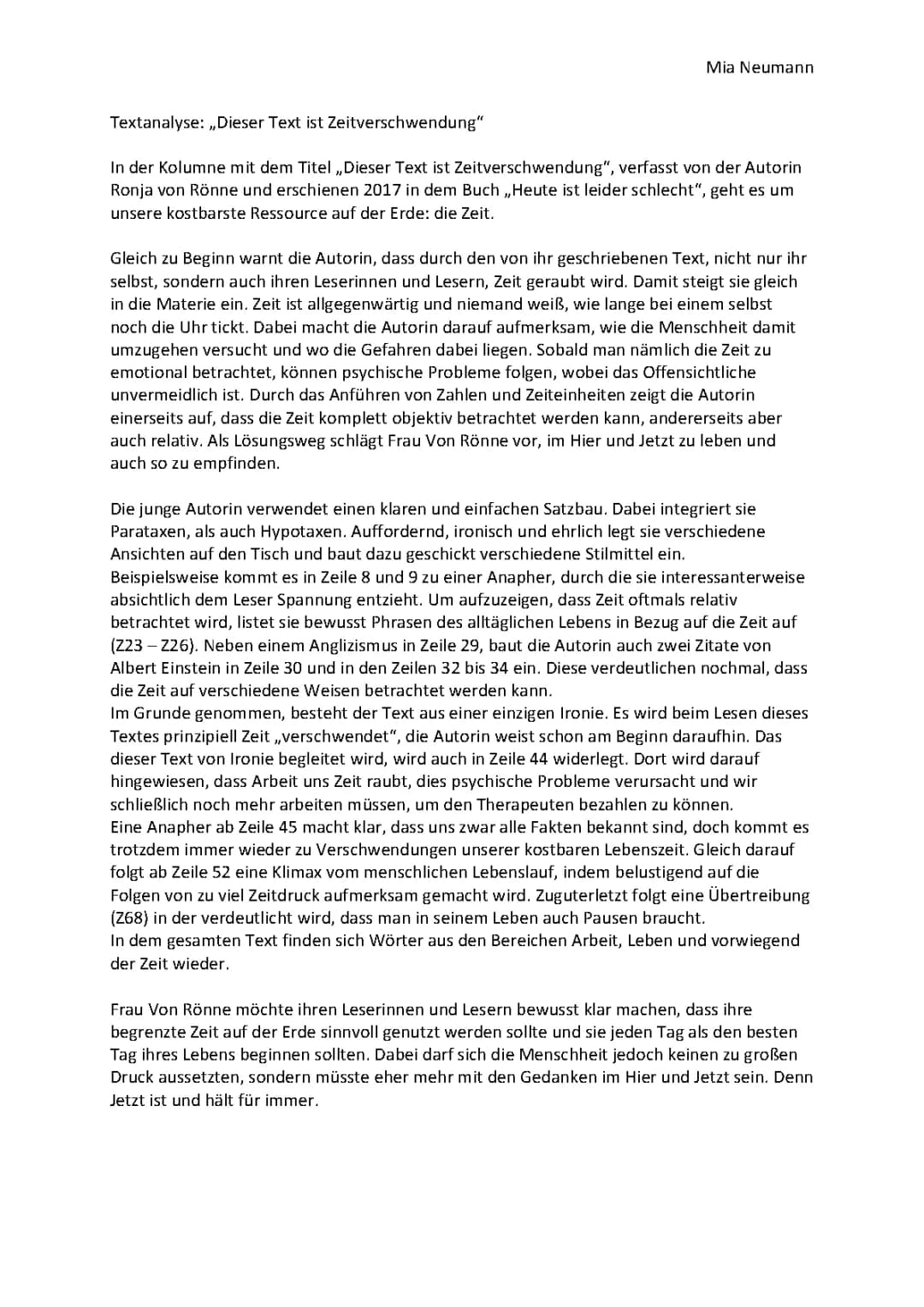 Textanalyse leicht gemacht: Was darf nicht fehlen? + Ronja von Rönne - Texte und mehr!