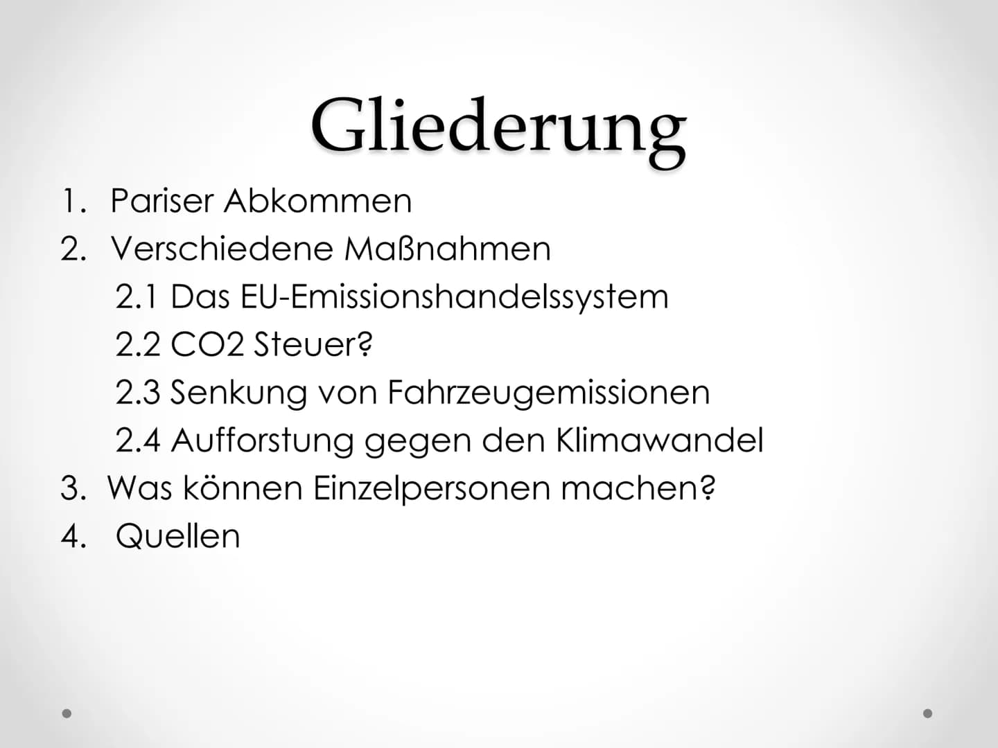 Erdkunde
Schriftliche Ausarbeitung
Maßnahmen gegen Treibhausemissionen
CO2 Ausstoß
Gliederung:
1. Pariser Abkommen
2. Maßnahmen
2.1 Das EU-E