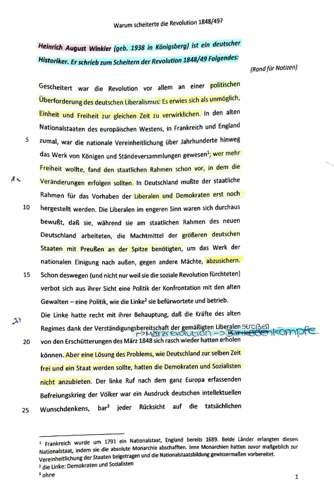 Scheitern der Revolution 1848/49: Warum? Pro und Contra