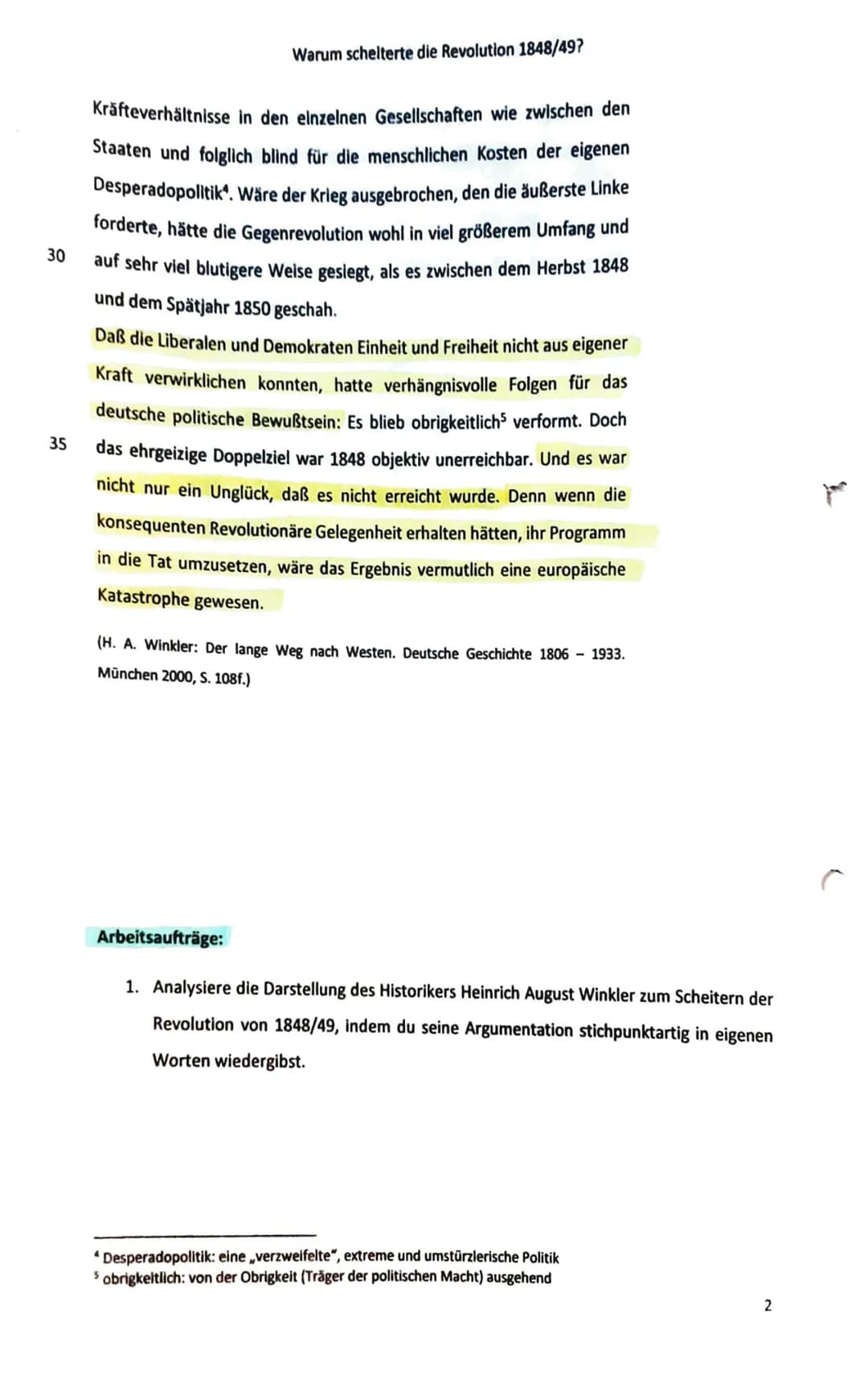 S
10
15
20
25
Warum scheiterte die Revolution 1848/49?
Heinrich August Winkler (geb. 1938 in Königsberg) ist ein deutscher
Historiker. Er sc