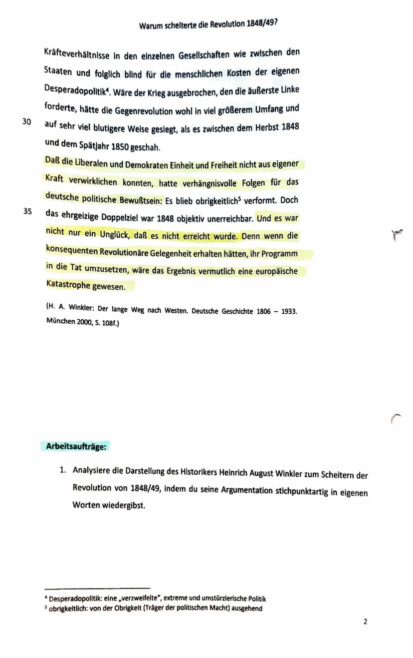 S
10
15
20
25
Warum scheiterte die Revolution 1848/49?
Heinrich August Winkler (geb. 1938 in Königsberg) ist ein deutscher
Historiker. Er sc
