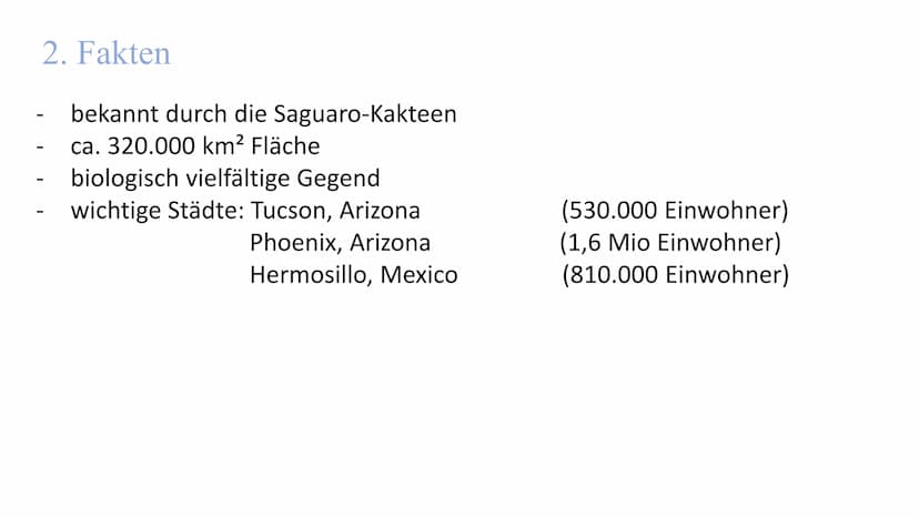
<h2 id="lageundausdehnung">Lage und Ausdehnung</h2>
<p>Die Sonora-Wüste erstreckt sich über eine Fläche von 1350 km von Norden nach Süden u