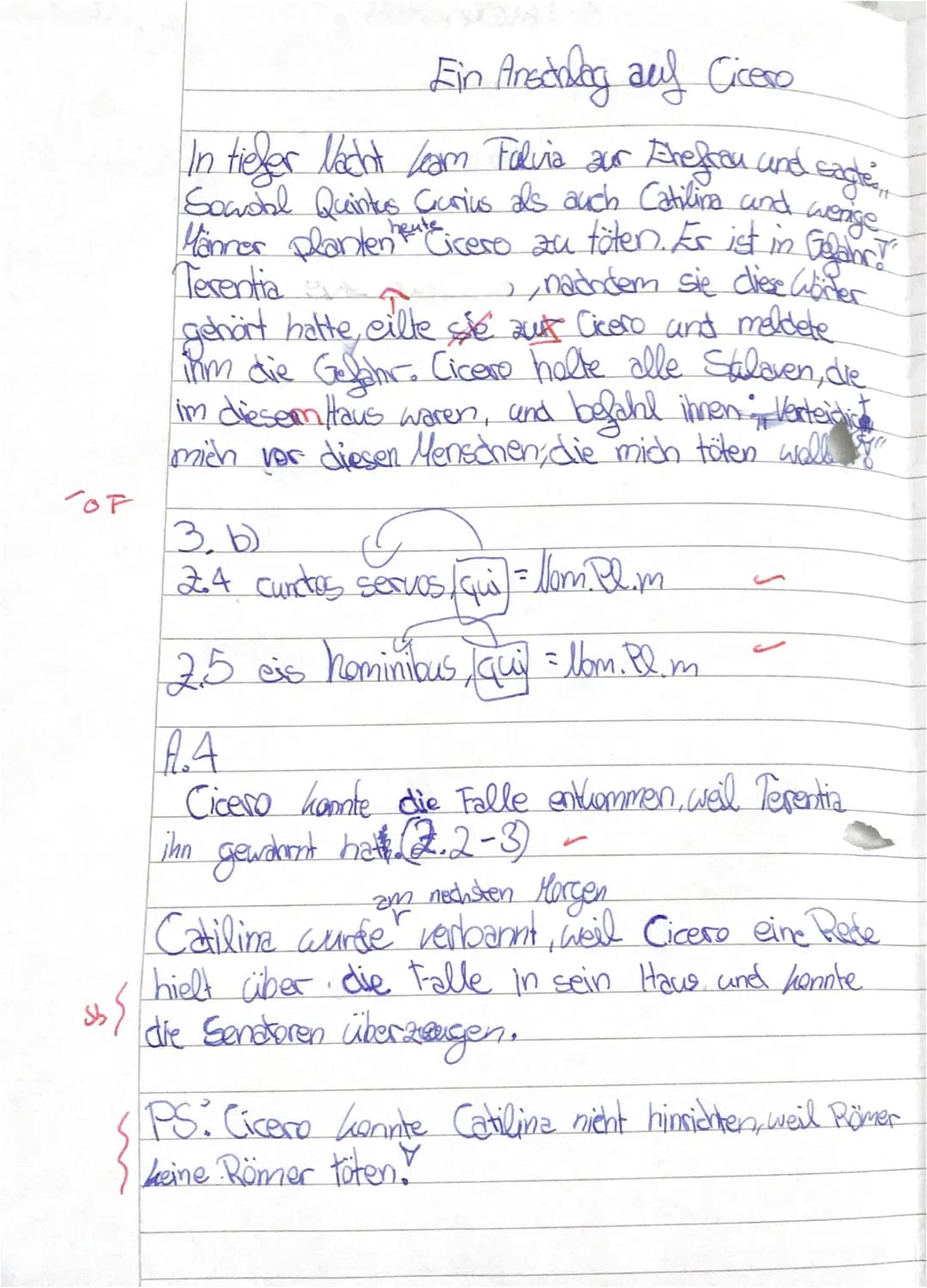 I.
Beachte die Vokabelangaben und übersetze den Text in angemessenes Deutsch:
Ein Anschlag auf Cicero
Während seines Konsulats machte sich C