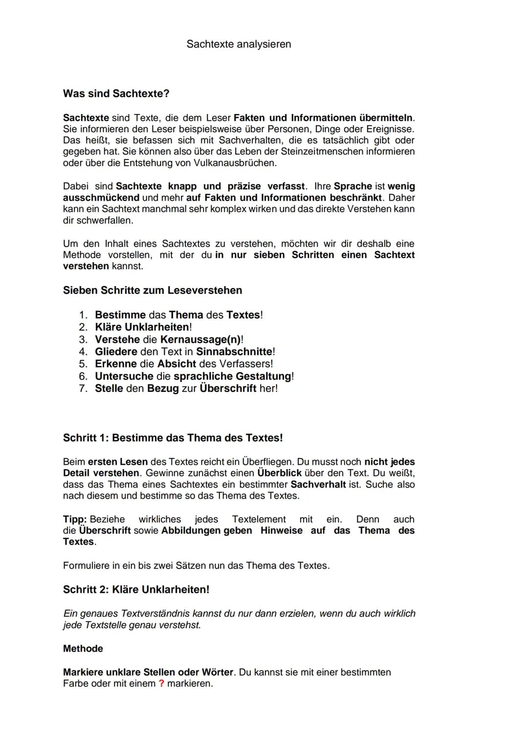 Das Was und das Wie bei der Textwiedergabe
Die beiden gängigsten Formen der schriftlichen Textwiedergabe in der Schule,
die Inhaltsangabe un