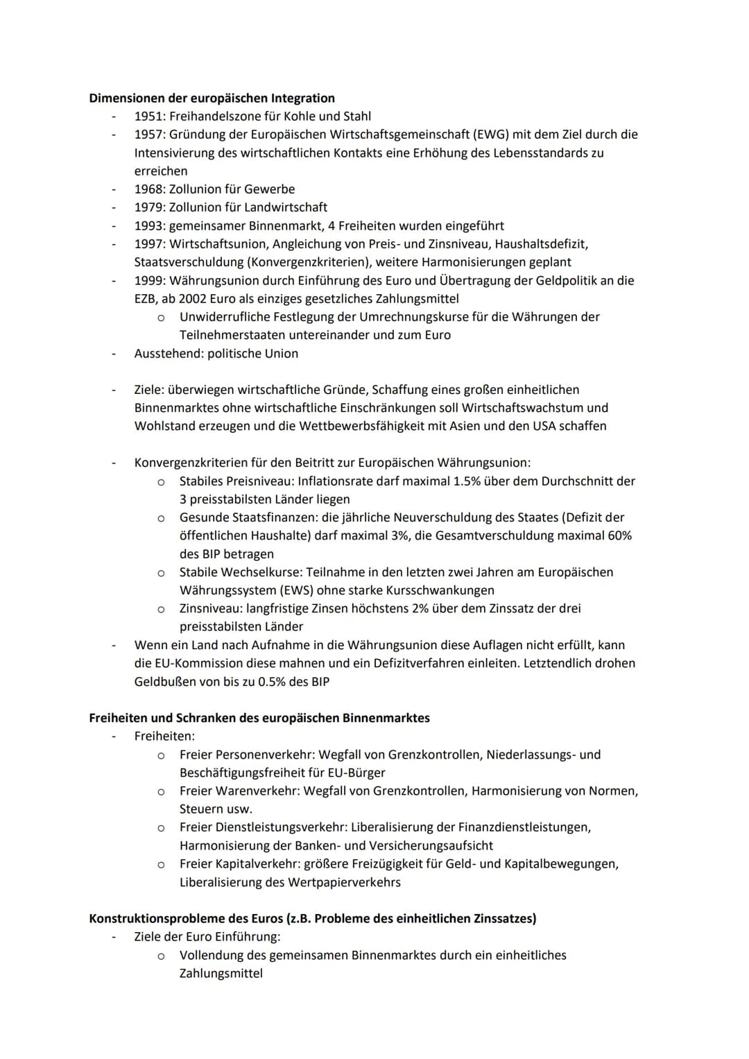 Dimensionen der europäischen Integration
1951: Freihandelszone für Kohle und Stahl
1957: Gründung der Europäischen Wirtschaftsgemeinschaft (