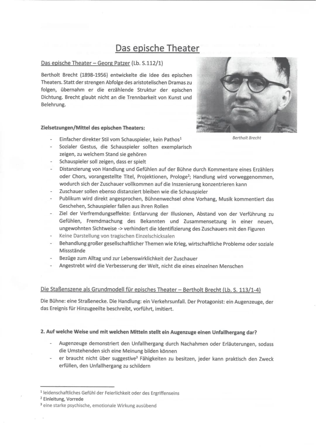 Episches Theater Bertholt Brecht