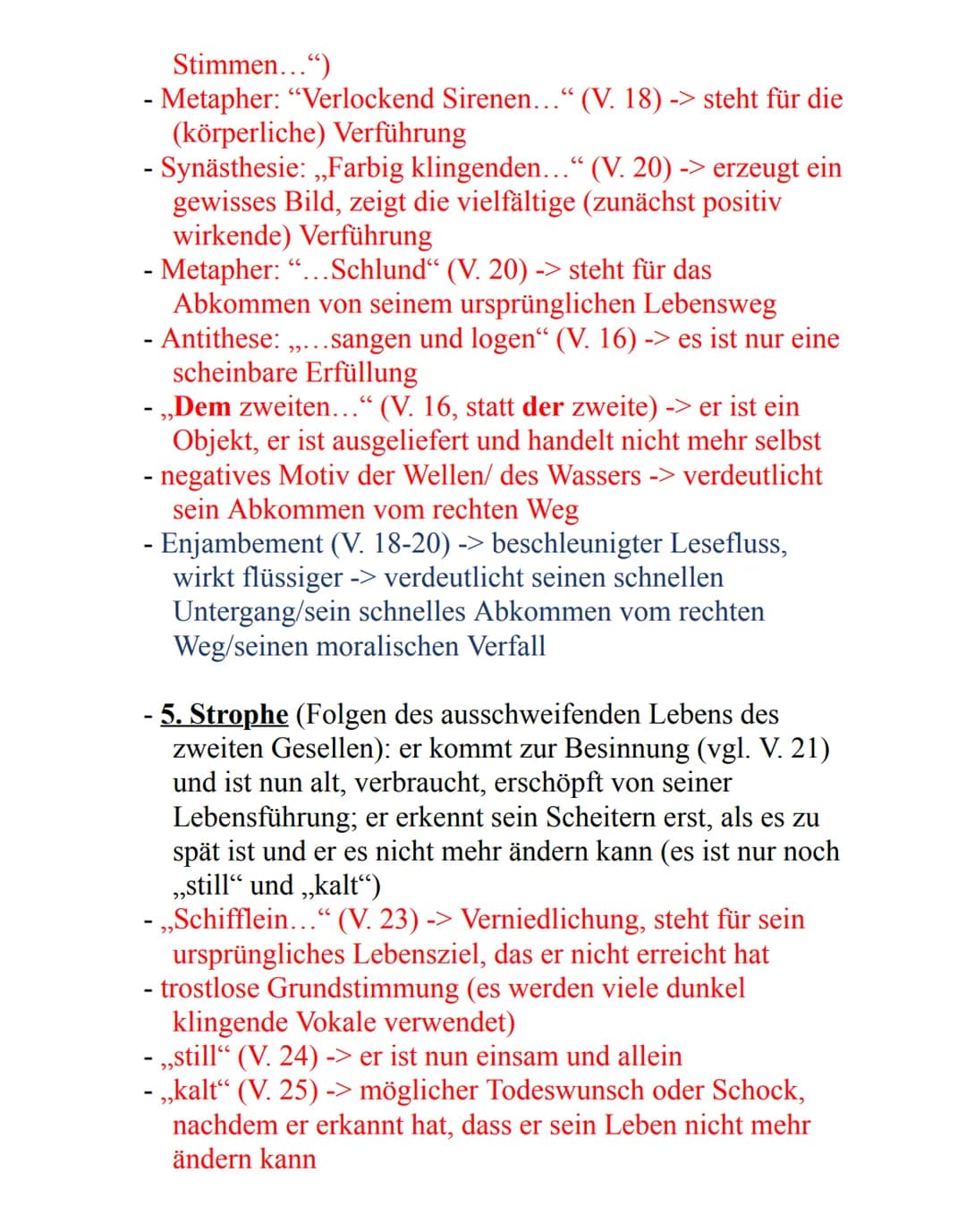 Joseph von Eichendorff:
Die zwei Gesellen
Aufbau 6 Strophen, 30 Verse
17 wirkt dynamischer
a Es zogen zwei rüst'ge Gesellen
bzum ersten Mal 