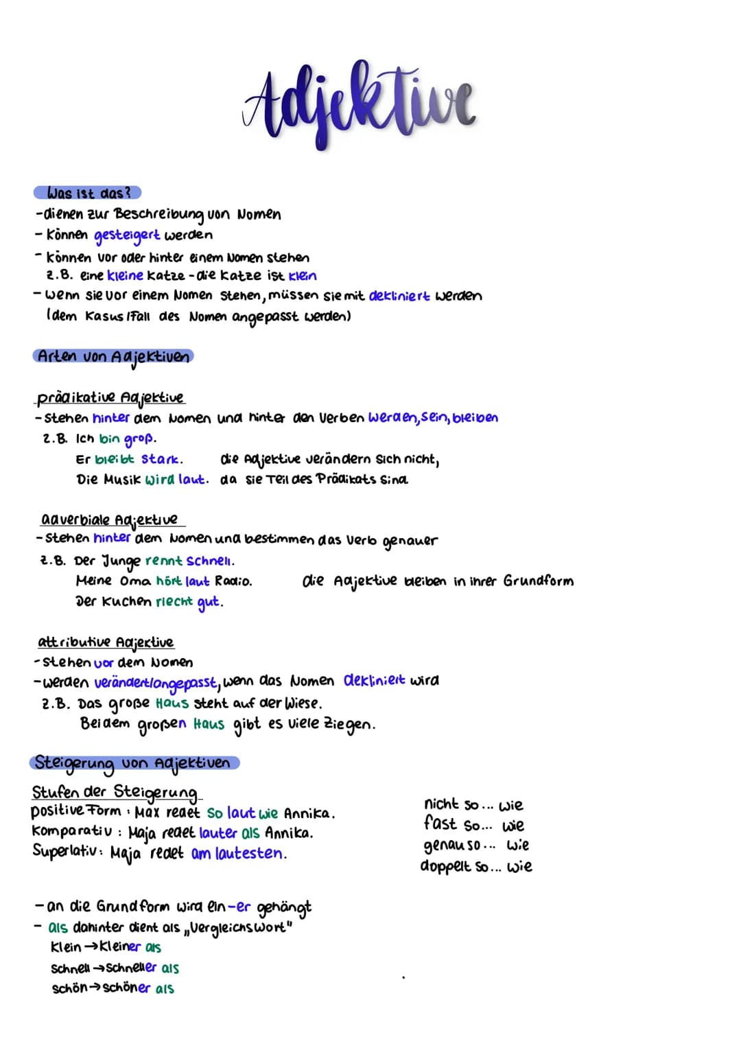 Wortarten
veränderbar
- Nomen → deklinieren
- Verben → konjugieren
-Adjektive → deklinieren, steigern
-Artikel deklinieren
- Pronomen- dekli