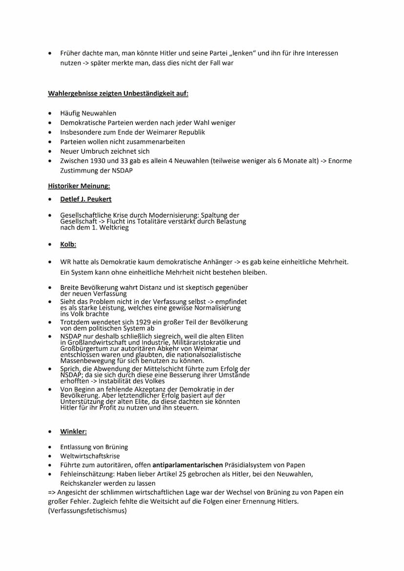 Das Scheitern der Weimarer Republik:
Schwächen:
● Gesetze konnten eingeschränkt werden -> Reichspräsident: Art. 48 & 25
Notverordnung & Präs