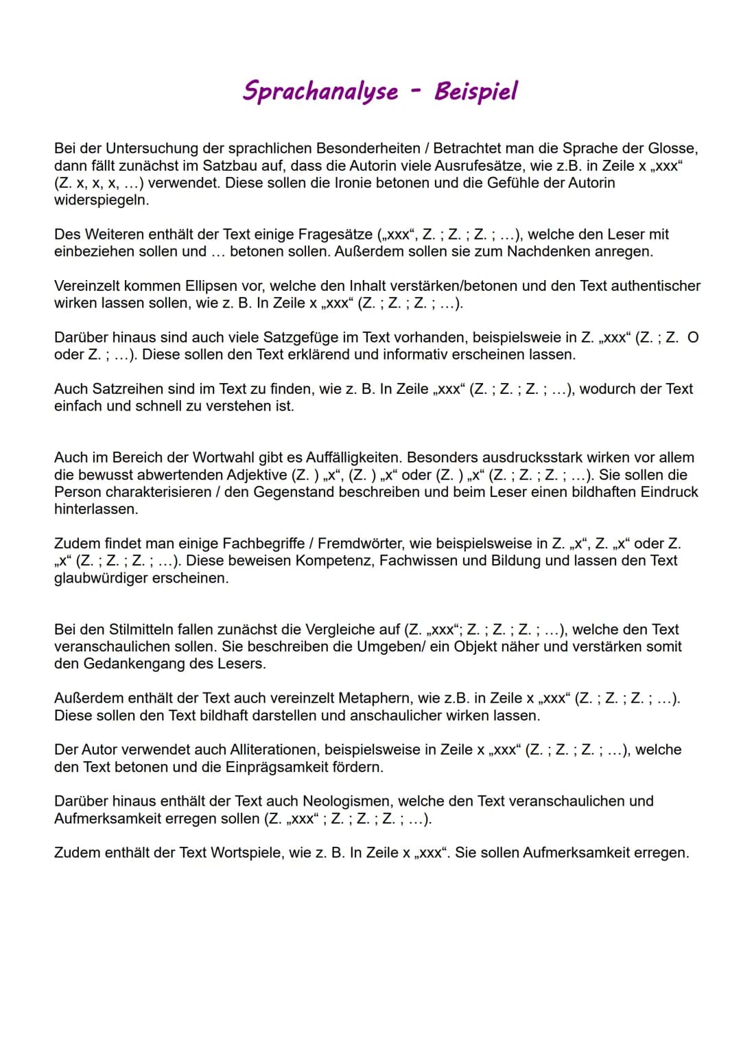 TGA - Inhaltsangabe
Im Vorspann (Z. - ) wird von ... berichtet.
In den Zeilen - geht es um...
Im nächsten Abschnitt (Z. - ) wird erzählt...
