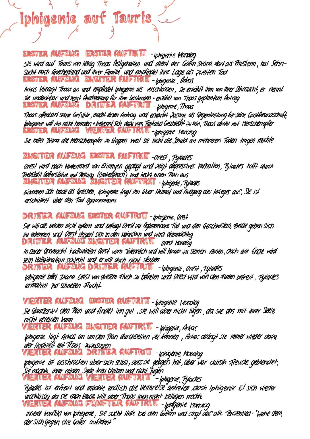 Iphigenie auf Tauris - Zusammenfassung zur Humanität