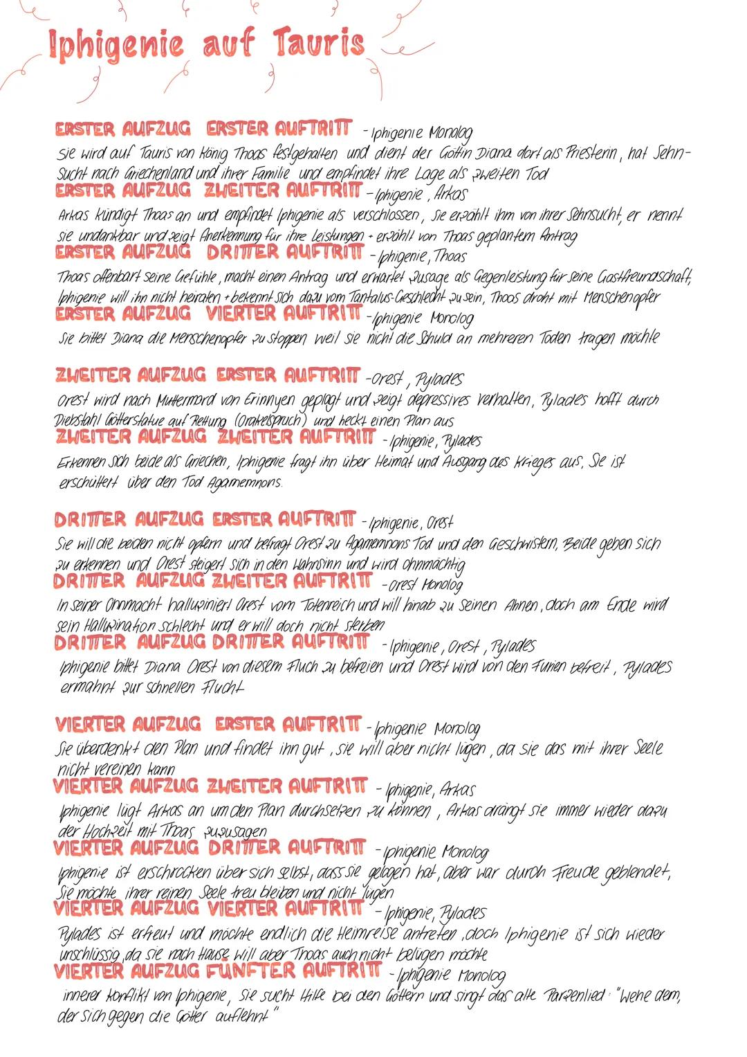 Iphigenie auf Tauris
ERSTER AUFZUG ERSTER AUFTRITT -Iphigenie Monolog
Sie wird auf Tauris von König Thoas festgehalten und dient der Gottin 