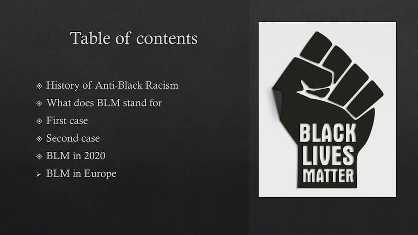 ist in
OWER
210
BEK
MATTER
FUCK the
bo
#BLACK LIVES MATTER
Black Lives matter
Pouya Afzali Tari
57
BLACK
LIVES
MATTER Table of contents
Hist