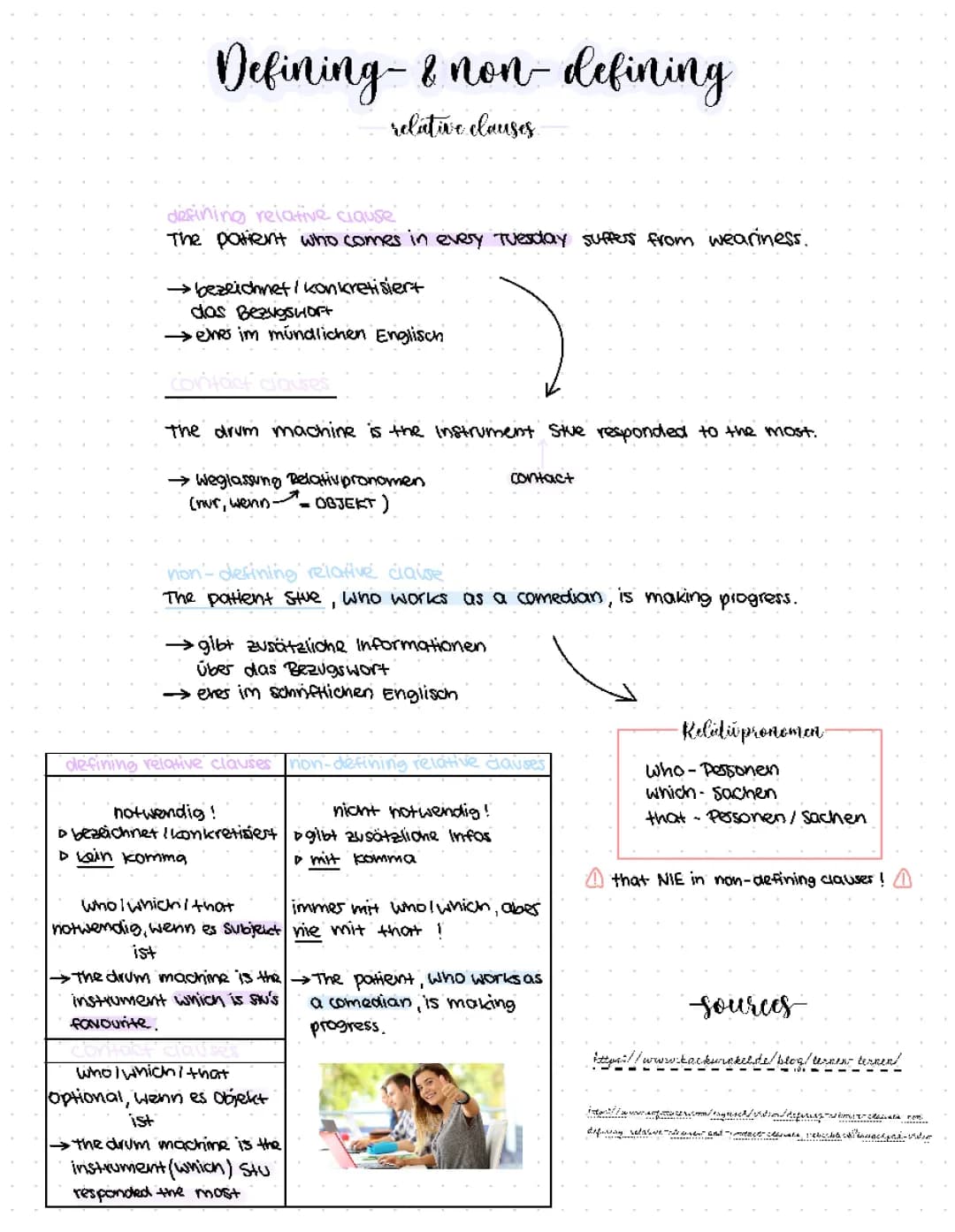 defining- & non-defining relative clauses