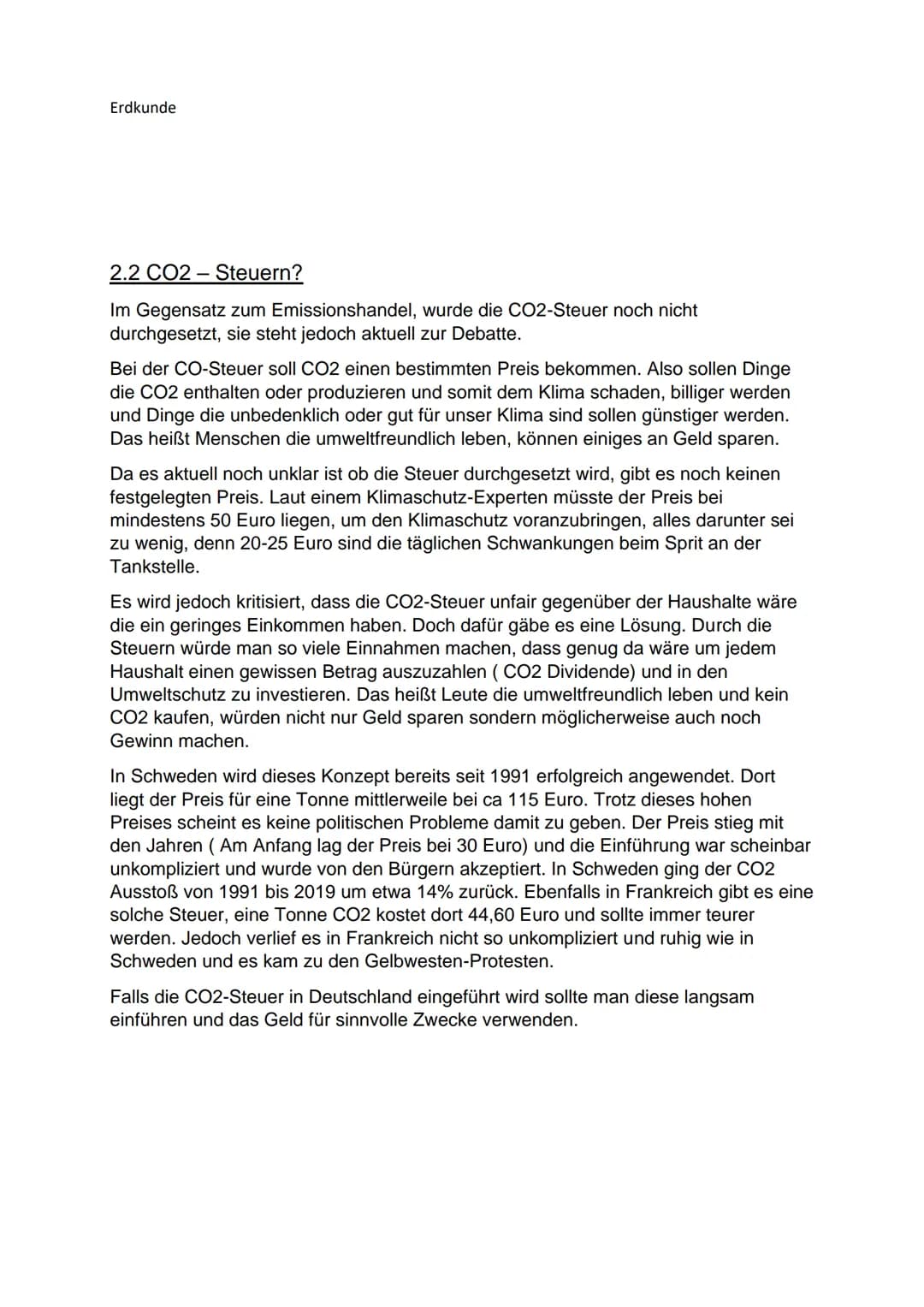 Erdkunde
Schriftliche Ausarbeitung
Maßnahmen gegen Treibhausemissionen
CO2 Ausstoß
Gliederung:
1. Pariser Abkommen
2. Maßnahmen
2.1 Das EU-E