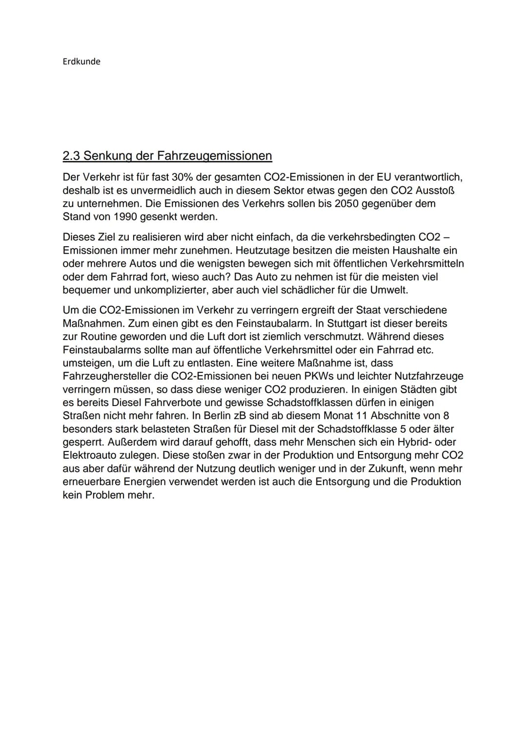 Erdkunde
Schriftliche Ausarbeitung
Maßnahmen gegen Treibhausemissionen
CO2 Ausstoß
Gliederung:
1. Pariser Abkommen
2. Maßnahmen
2.1 Das EU-E