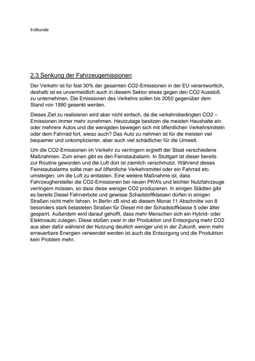 Erdkunde
Schriftliche Ausarbeitung
Maßnahmen gegen Treibhausemissionen
CO2 Ausstoß
Gliederung:
1. Pariser Abkommen
2. Maßnahmen
2.1 Das EU-E