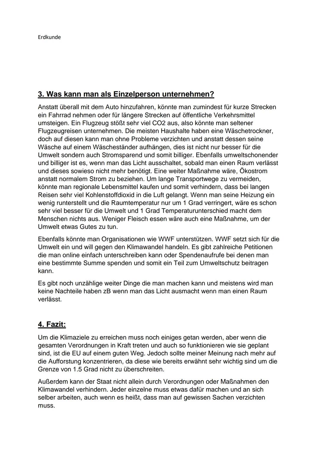 Erdkunde
Schriftliche Ausarbeitung
Maßnahmen gegen Treibhausemissionen
CO2 Ausstoß
Gliederung:
1. Pariser Abkommen
2. Maßnahmen
2.1 Das EU-E