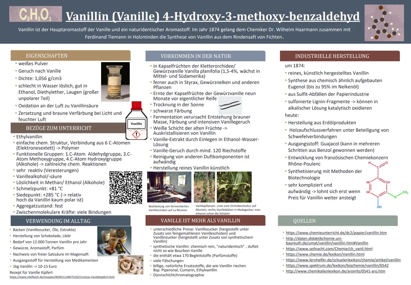 С.Н.О. Vanillin (Vanille) 4-Hydroxy-3-methoxy-benzaldehyd
Vanillin ist der Hauptaromastoff der Vanille und ein naturidentischer Aromastoff. 