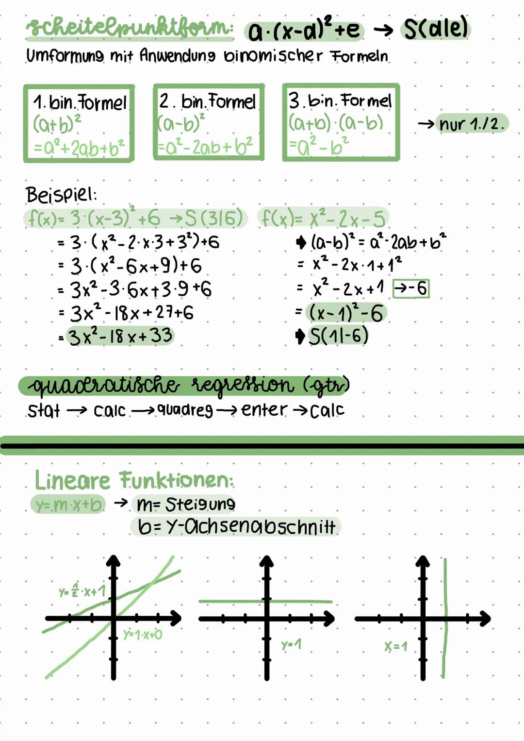 # funktionen

dienen zur Modellierung von Entwicklungsprozessen

- Quadratische Funktionen:.
y=a(x+a)+ell y=ax+bx+c

S(olo)



Scolo)

Norma