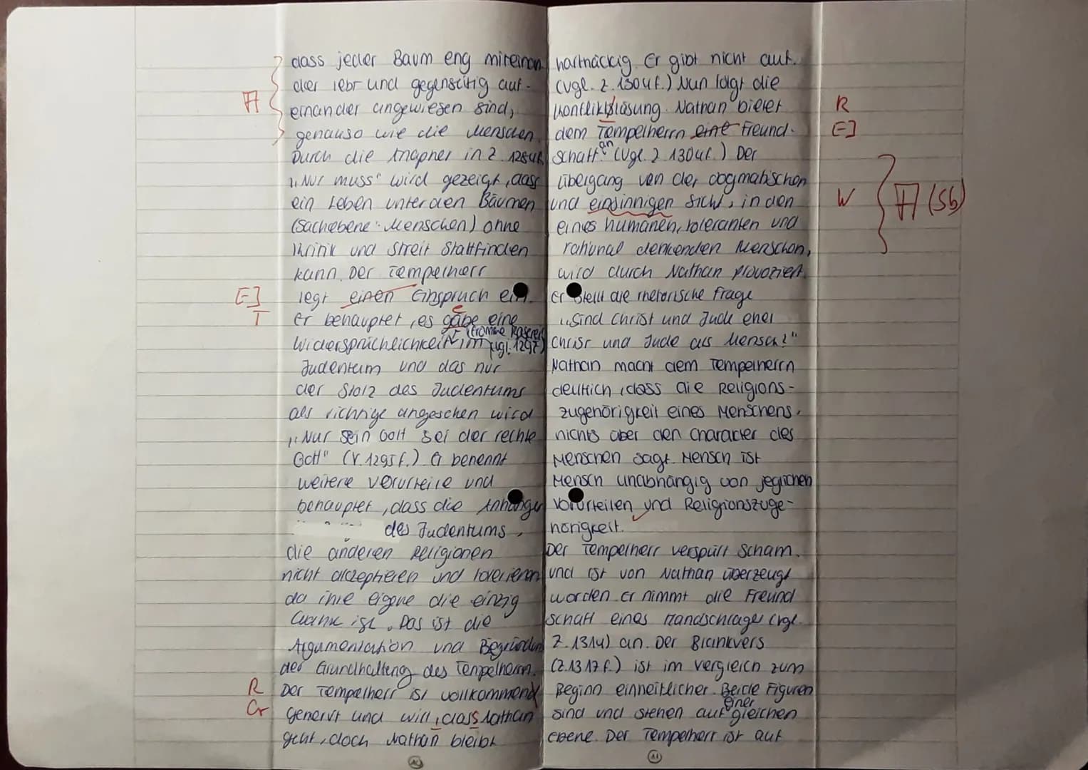 hartnäckig. Er gibt nicht auf.
(vgl. 2.1304f.) Nun folgt die
thonfliktlösung. Nathan bielet
dem Tempelherrn eine Freund
Schaft" (Uge 2 130 u