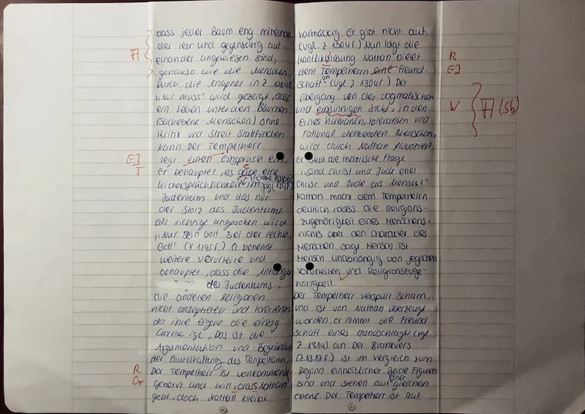 hartnäckig. Er gibt nicht auf.
(vgl. 2.1304f.) Nun folgt die
thonfliktlösung. Nathan bielet
dem Tempelherrn eine Freund
Schaft" (Uge 2 130 u