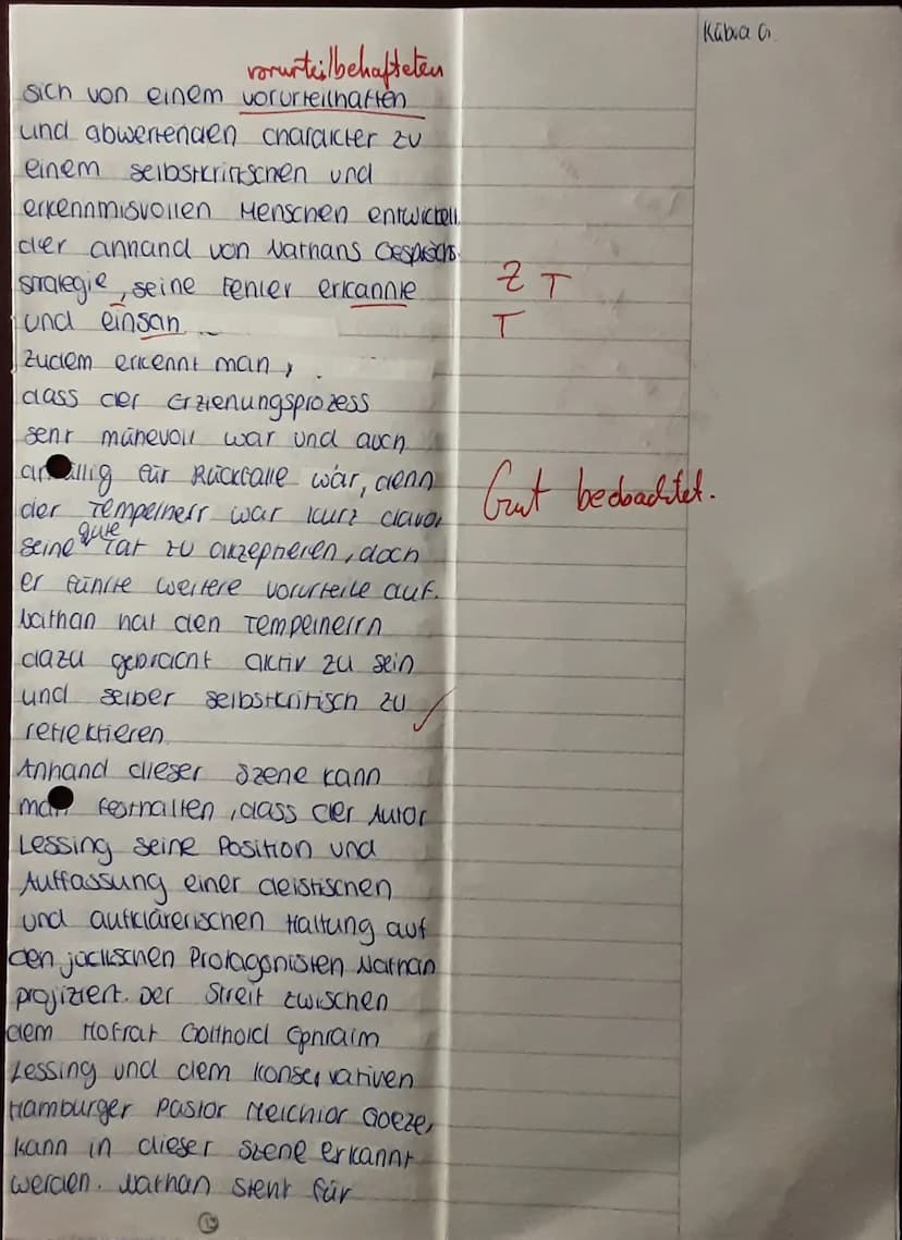 hartnäckig. Er gibt nicht auf.
(vgl. 2.1304f.) Nun folgt die
thonfliktlösung. Nathan bielet
dem Tempelherrn eine Freund
Schaft" (Uge 2 130 u