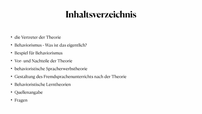 Behaviorismus
Theorie zum Spracherwerb
Jasmina Plum, 01.06.2023 ●
●
die Vertreter der Theorie
• Behaviorismus - Was ist das eigentlich?
Besp