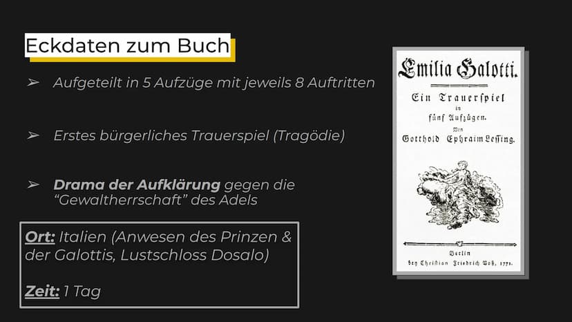 Gleich gehts los! Emilia Galotti (Vortrag)
Montag, 24.01.2022
Eckdaten
Titel:
Gattung:
Autor:
Erscheinungsjahr:
Uraufführung:
Originalsprach