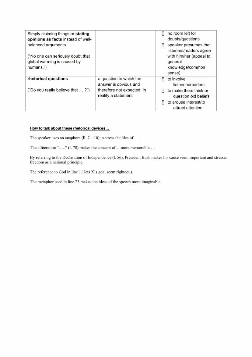 Use of language
DEVICE
repetition (to repeat)
anaphora
a word or several words are
("When we ... when we ... when repeated at the beginning
