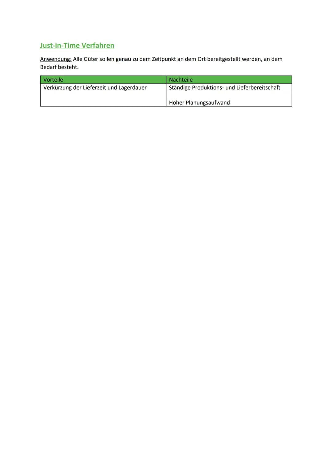 Lernzettel: Bestellpunktverfahren, Bestellrythmusverfahren, Just-in-Time Verfahren
Das Bestellpunktverfahren
"Hier wird der Lagerbestand nac