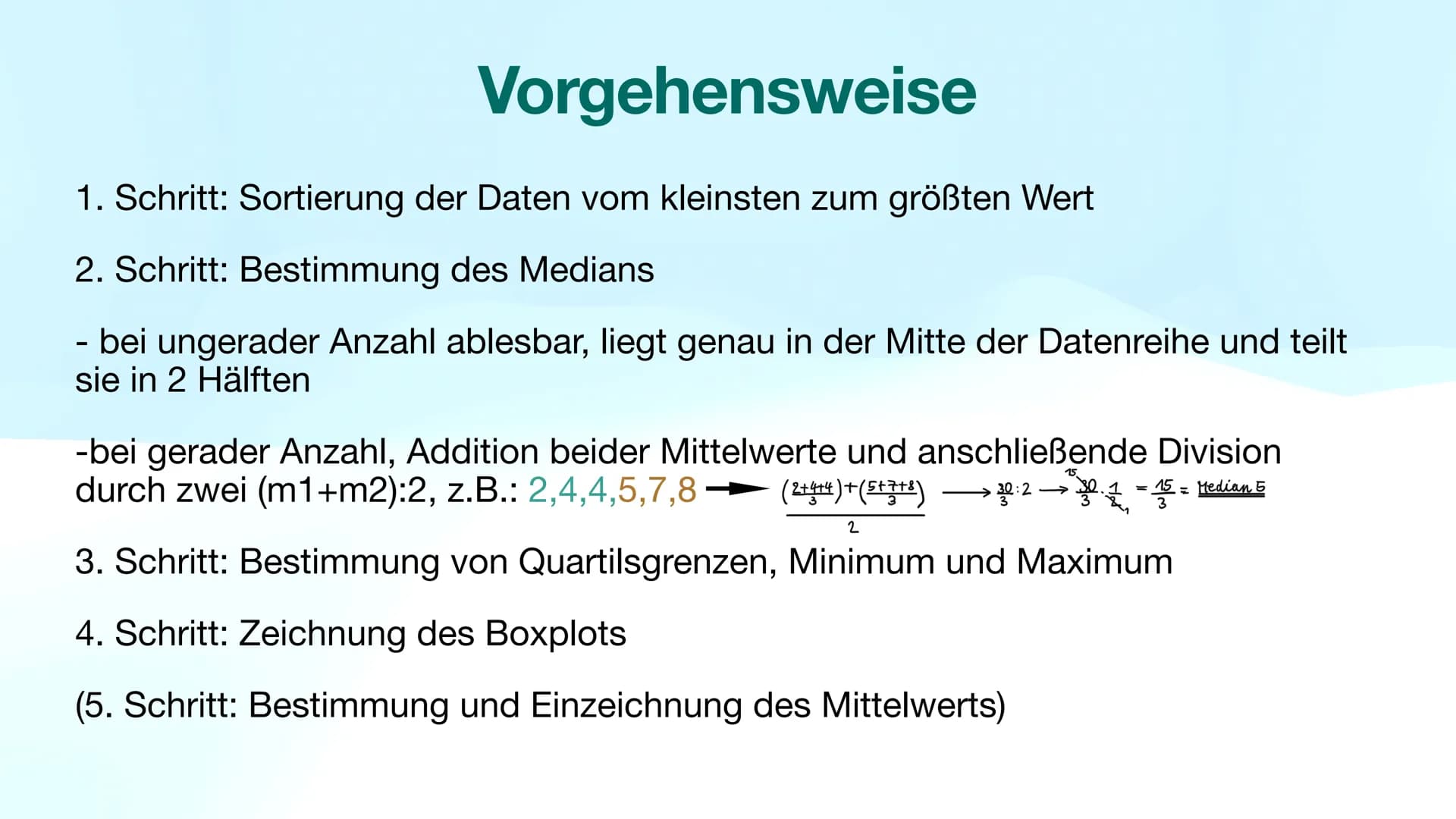 Boxplot o Was ist ein Boxplot?
• Aufbau
Vorgehensweise
o Ausreißer
o Beispiel
o Quellen
Gliederung
X MA
%
I+A
>V
Abb1: https://www.pinclipar