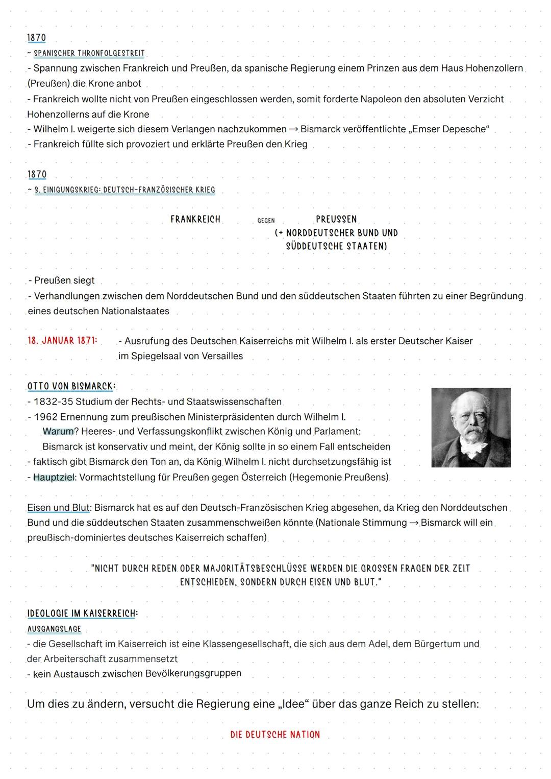 GESCHICHTE
Das deutsche Kaiserreich
AUF DEM WEG ZUR REICHSGRÜNDUNG:
AUSGANGSLAGE
- auf deutschem Boden kein nationaler Einheitsstaat
- seit 