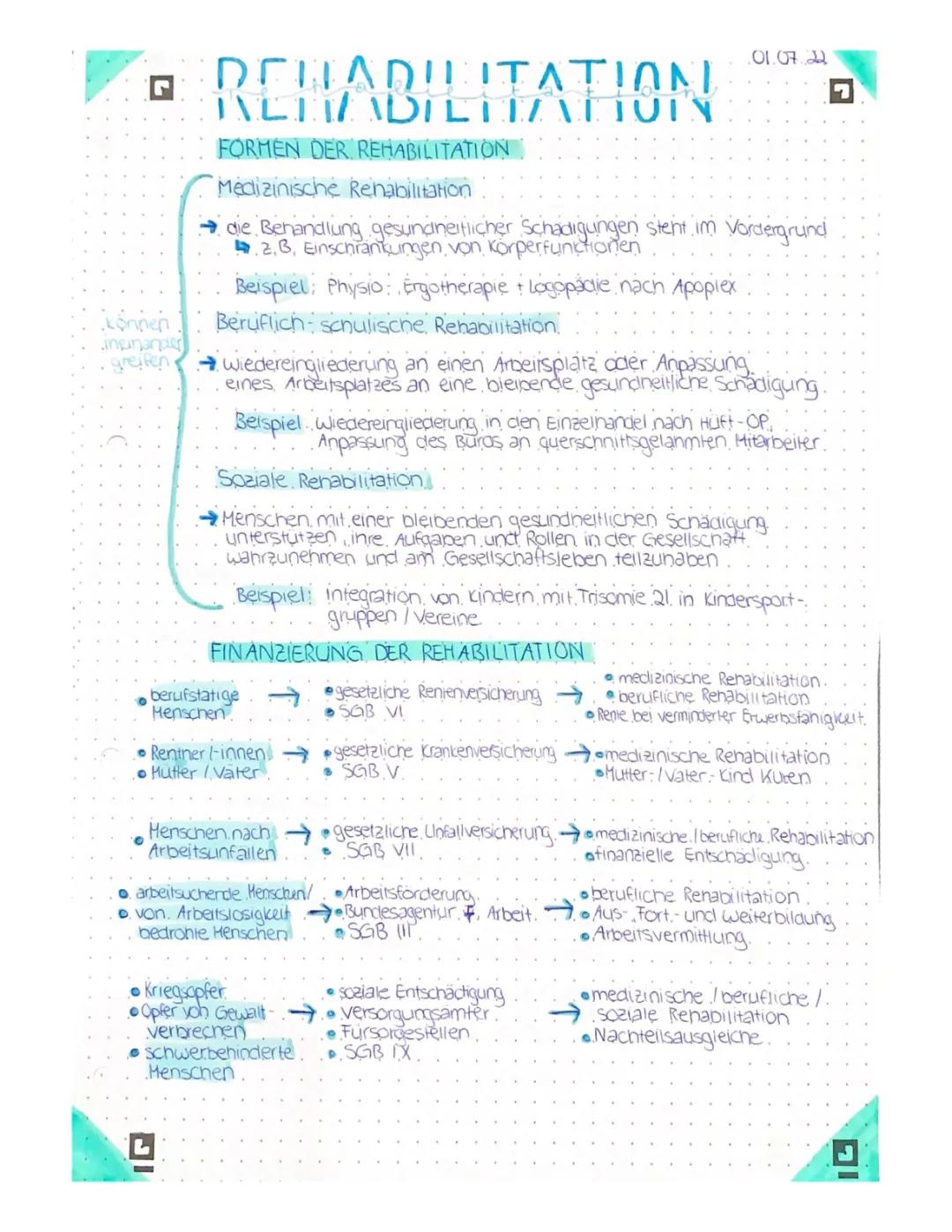 Rehabilitation allgemein + geriatrische Rehabilitation