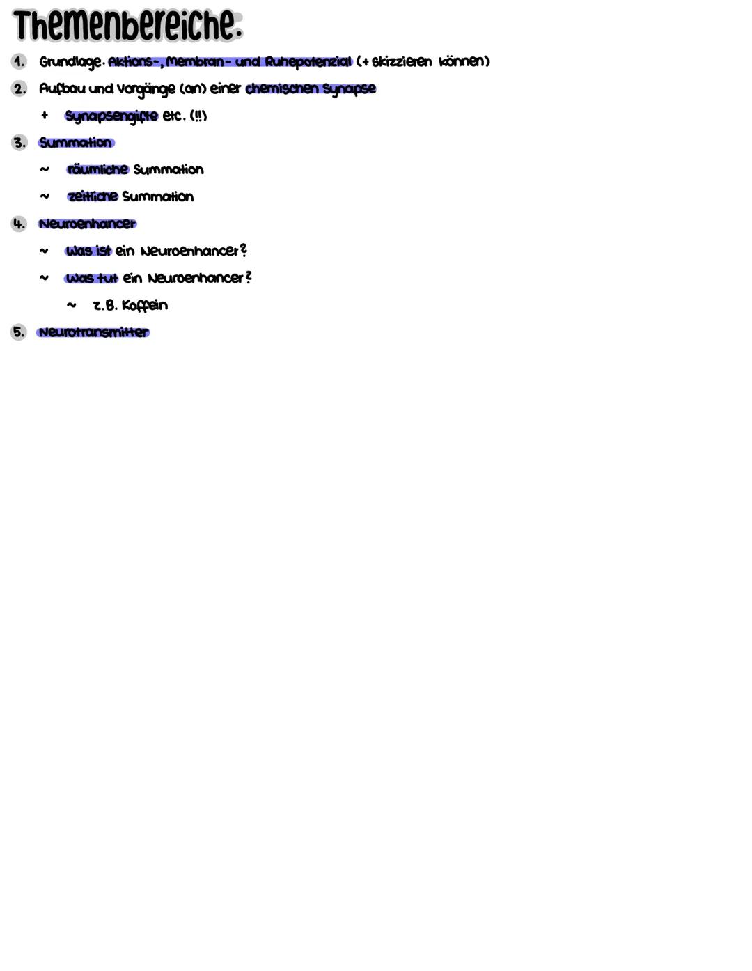 Neurobiologie: Abiturvorbereitung 2023