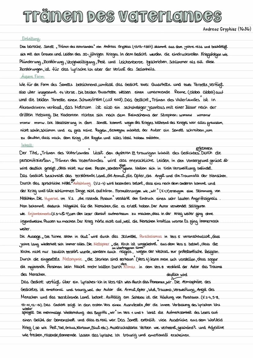 Jambus
MM
TG BBZ
Saarlouis
WMM W
Personifikation
um besser es mitenfühlen Andreas Gryphius (1616-1664)
dass eine ganze Nation traurig
MMW
13
