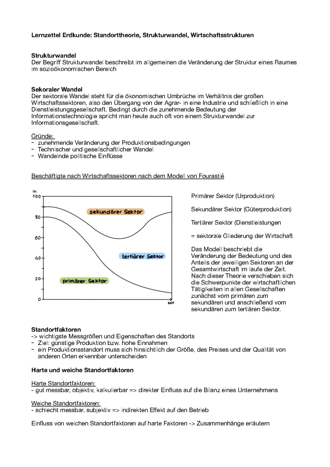 Standorttheorie, Strukturwandel, Wirtschaftsstrukturen