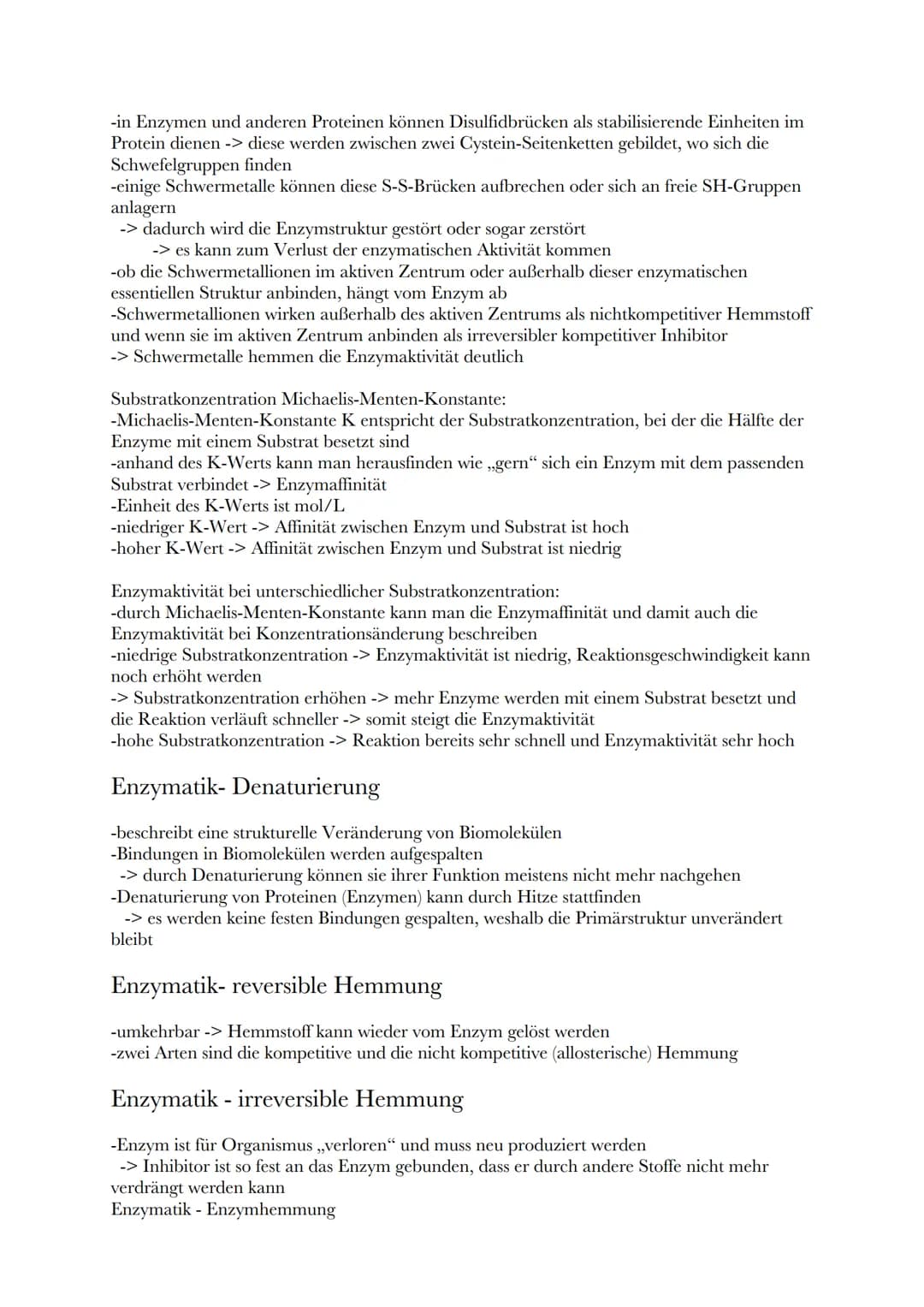 Enzymatik - Struktur und Funktion von Enzymen
Substrat- und Wirkungsspezifisch
Substratspezifisch:
-können nur bestimmte Substrate umsetzen
