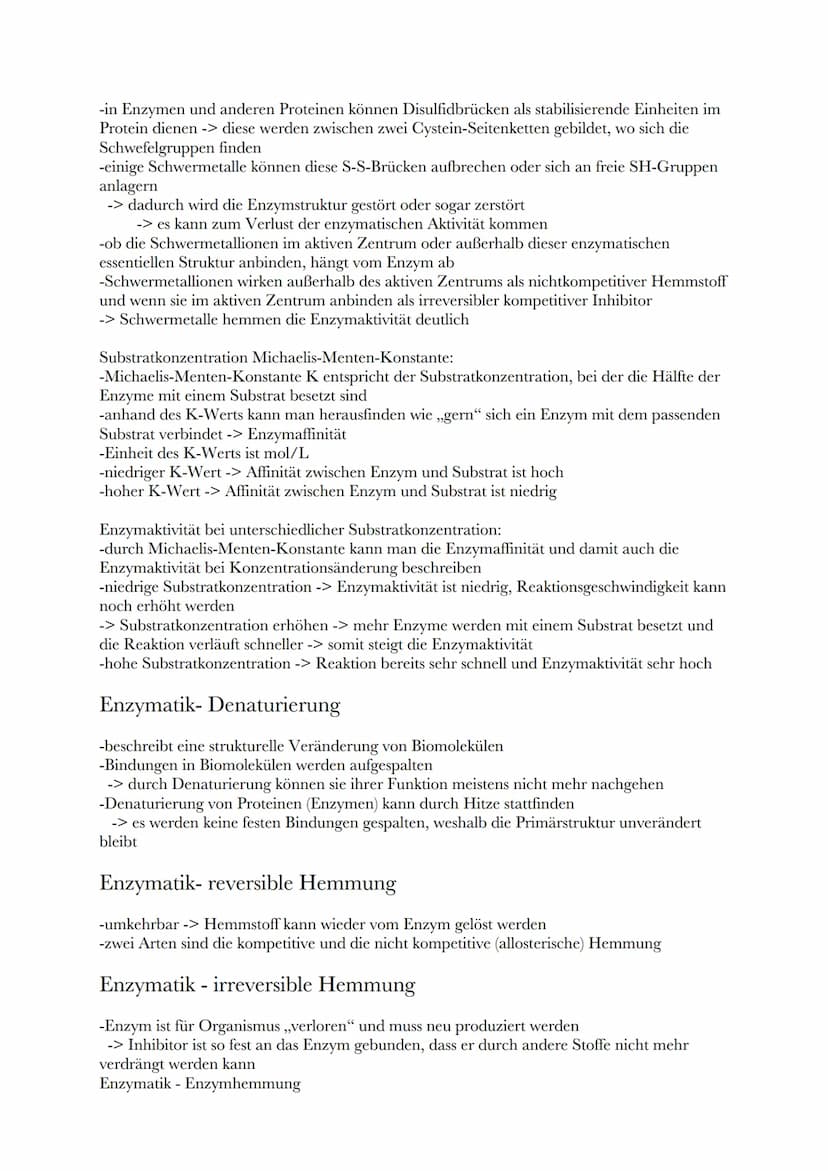 Enzymatik - Struktur und Funktion von Enzymen
Substrat- und Wirkungsspezifisch
Substratspezifisch:
-können nur bestimmte Substrate umsetzen
