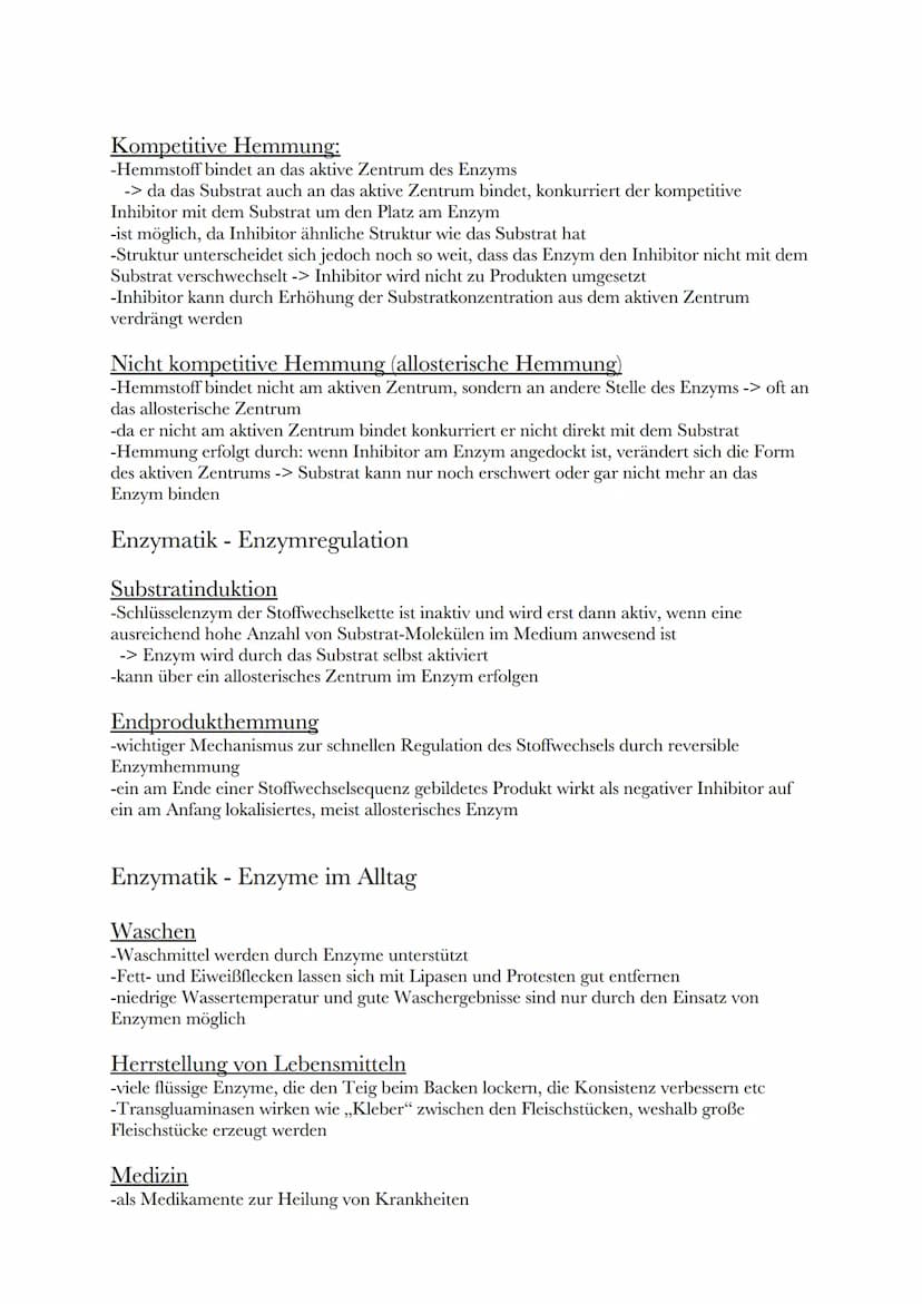 Enzymatik - Struktur und Funktion von Enzymen
Substrat- und Wirkungsspezifisch
Substratspezifisch:
-können nur bestimmte Substrate umsetzen
