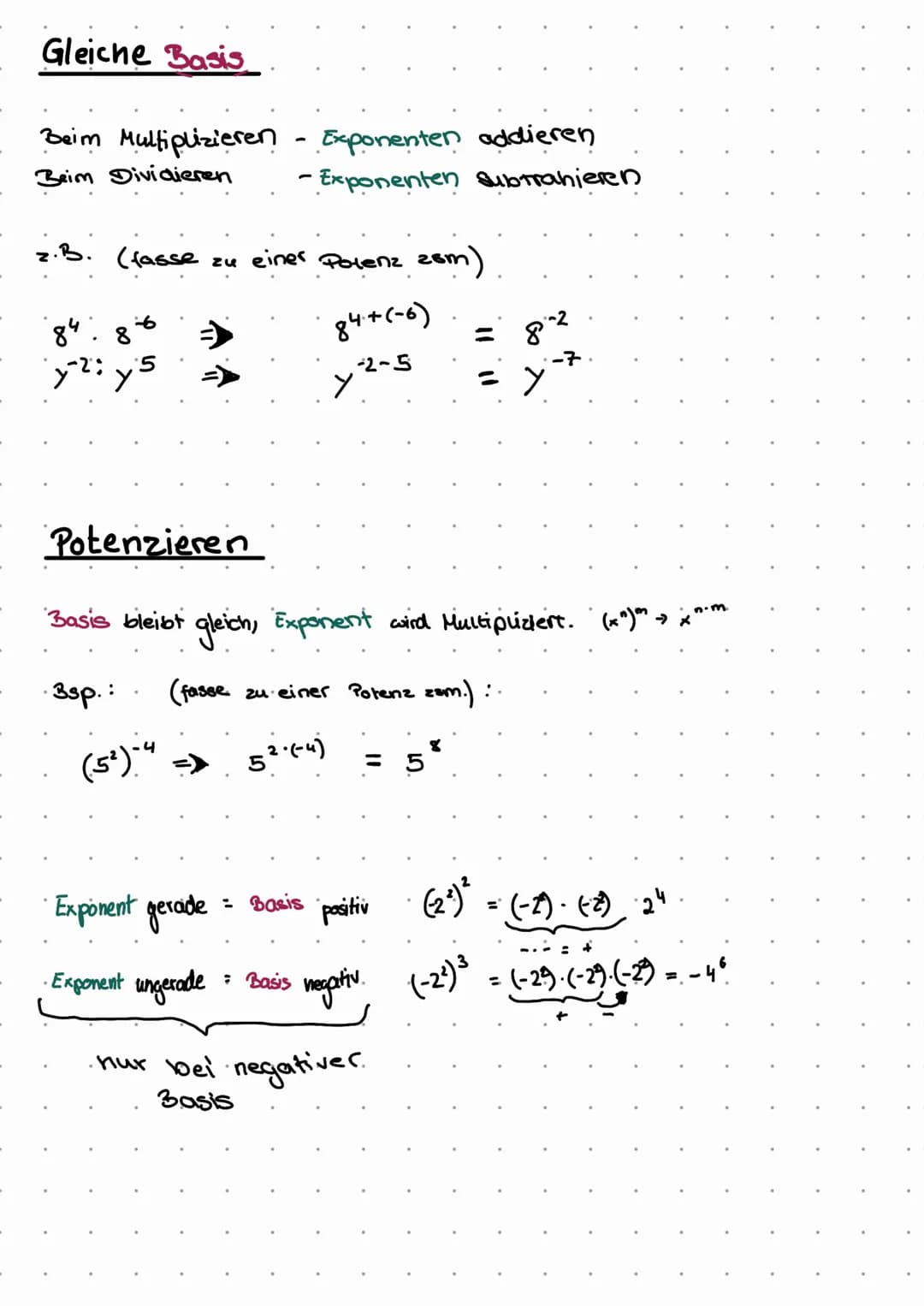 Mathe potencer
n
a-Basis
Ein Produkt aus gleichen Faktoren a kann aus Potenz an geschrieben
werden..
Die Basis a ist der Faktor, der Exponen