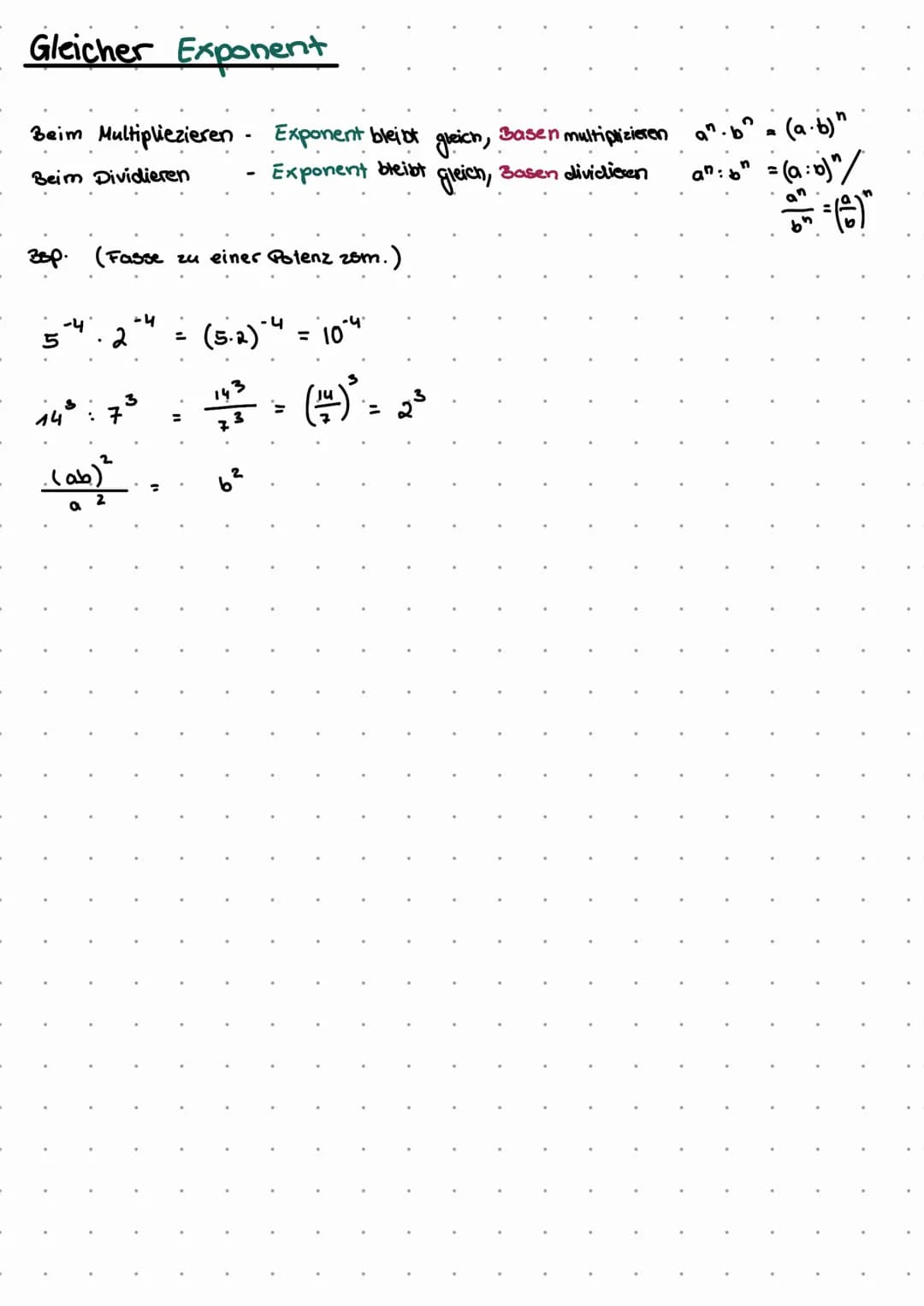 Mathe potencer
n
a-Basis
Ein Produkt aus gleichen Faktoren a kann aus Potenz an geschrieben
werden..
Die Basis a ist der Faktor, der Exponen